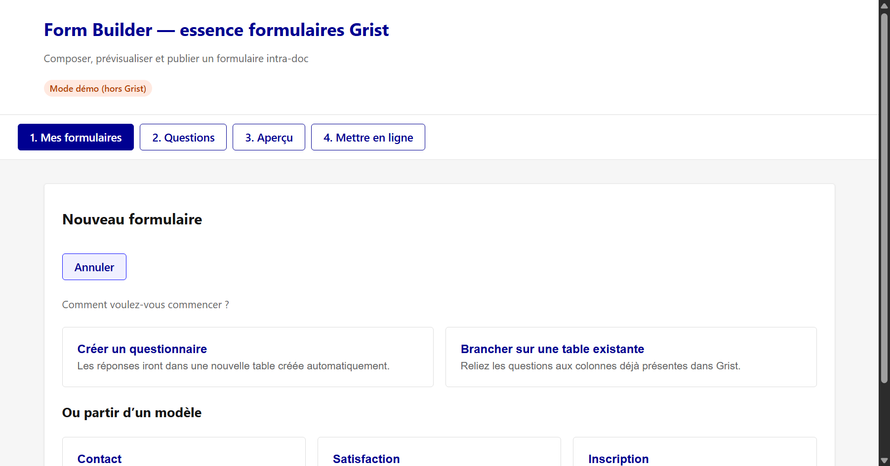 Aperçu du widget Form Builder