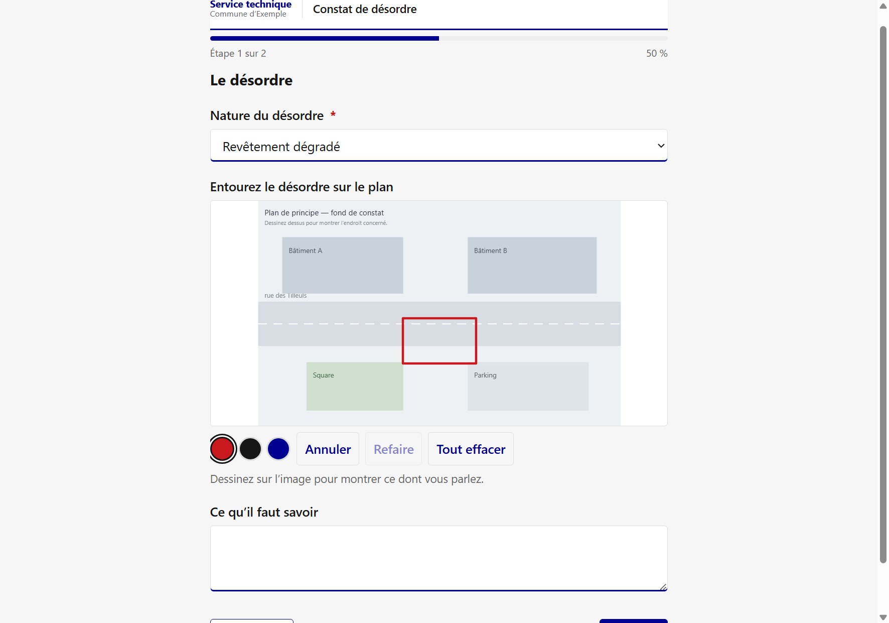 On entoure l’endroit concerné ; le trait et son fond partent ensemble.